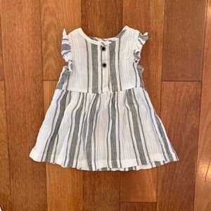 NWOT Carter's Baby Girl White Black Stripe Summer Cotton Dress 3 Months
